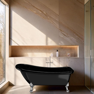 Badekar 1530 Ideal Svart Med Krom Føtter