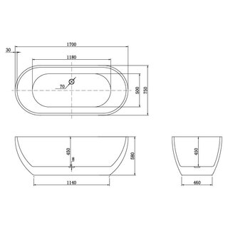 Badekar Bathlife Trygg Lengde: 1700 Mm