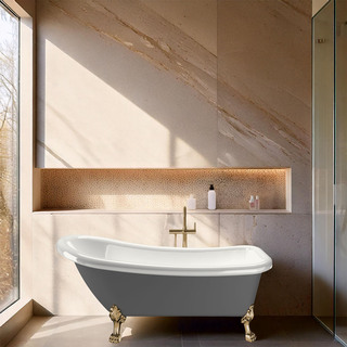Badekar 1530 Ideal Grå Med Messing Føtter