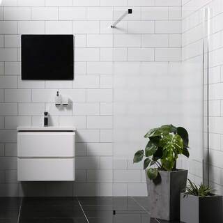 Dusjvegg Allsidig Rett Vegg Delvis Frostet Glass 1000 