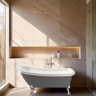 Badekar Bathlife Ideal Grå Med Krom Føtter